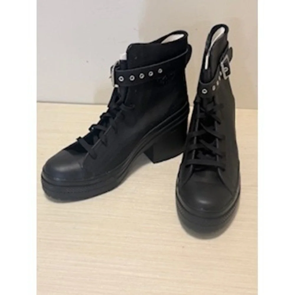 Converse Chuck 70 De Luxe Heel Hi Black Platform Buckle Boots A12208C - Picture 3 of 9